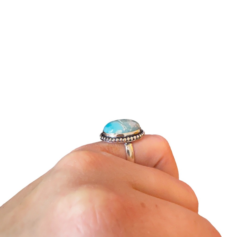 Larimar oval ring in sterling silver size 6 925 - Picture 3 of 5